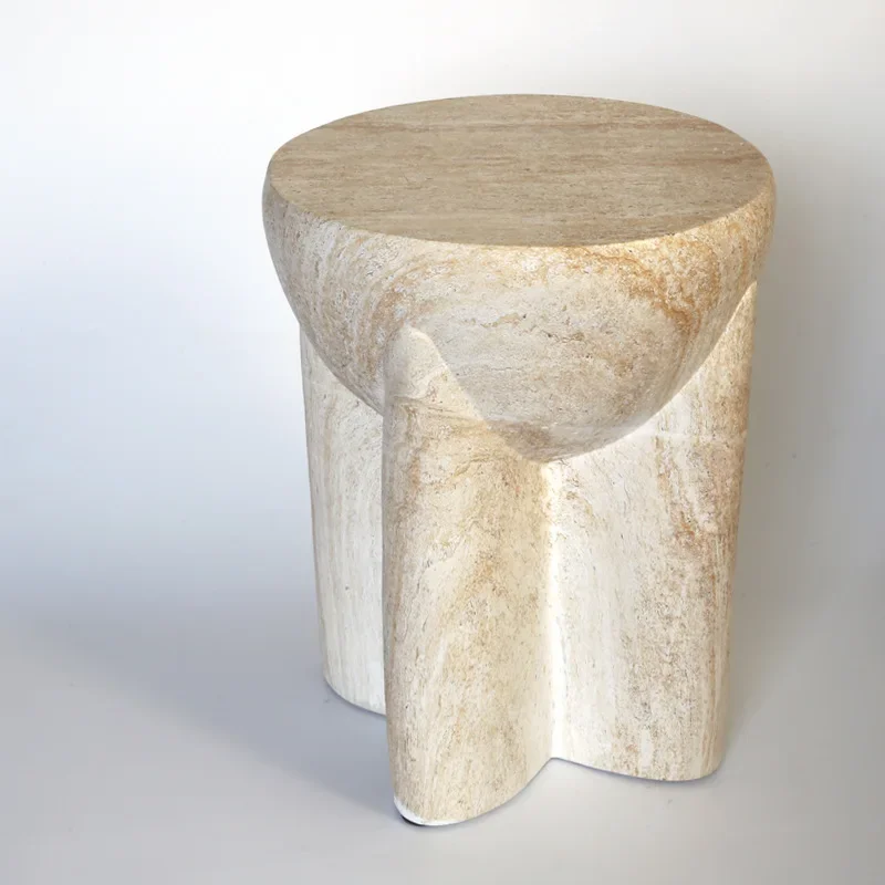 

HOT Modern Imitation Travertine Geometric Side Table Bed And Breakfast Apartment Living Room Simple Coffee Table Balcony Creativ