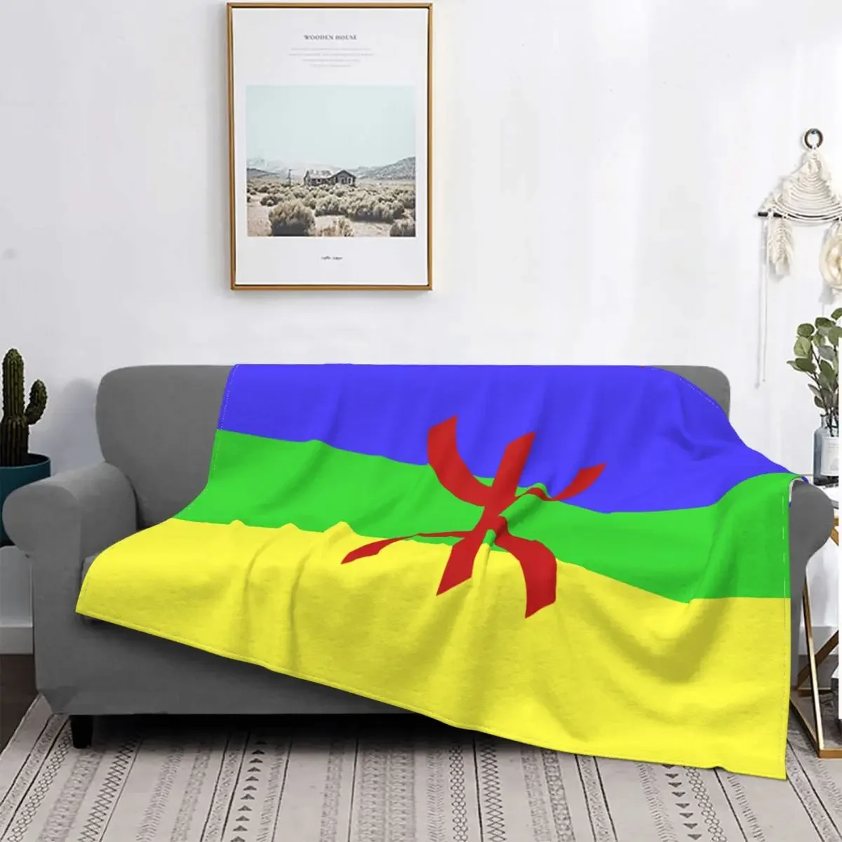 Flag Of Amazigh Blanket Coral Fleece Plush Decoration Drapeau Amazigh Berber Soft Throw Blanket for Home Bedding Throws