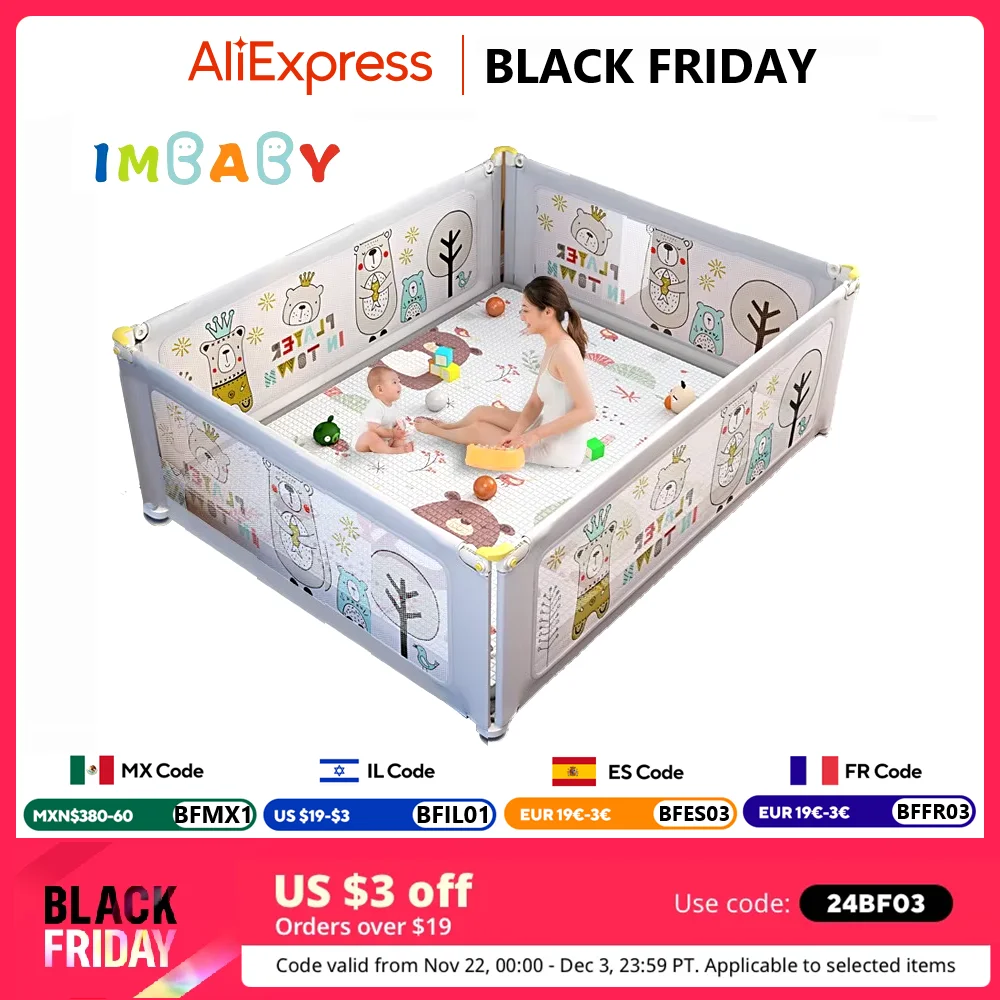 Imbaby playpens รั้วกั้นเด็กทารก, รั้วกั้นเด็กลายการ์ตูนสำหรับเด็กรั้วสำหรับเล่นเกมสระว่ายน้ำลูกบอลสนามเด็กเล่น