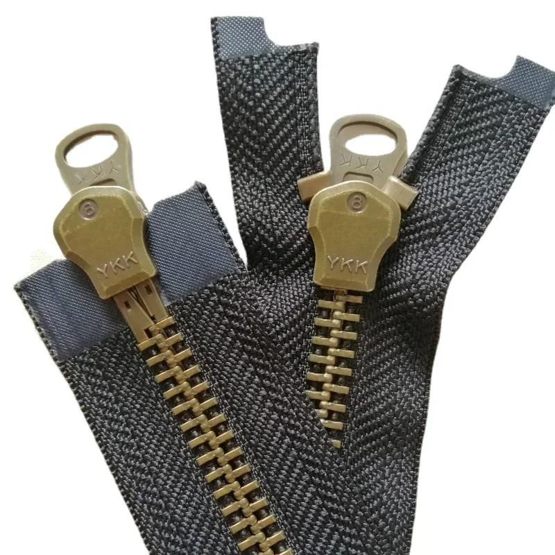 (Custom Made) 2pcs/Lot 8# 60-100cm Vintage YKK Metal Zipper Double Open Black Red Pink Grey Down Jacket Tailor Sewing Accessory
