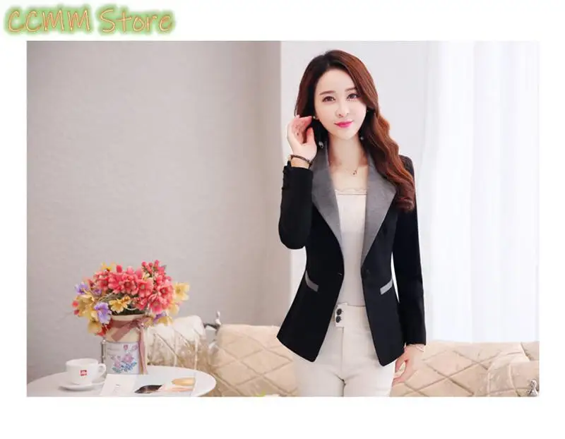 Blazer wanita musim gugur, baru warna merah cocok dengan satu kancing lengan panjang temperamen wanita lapisan setelan jaket Femme hitam