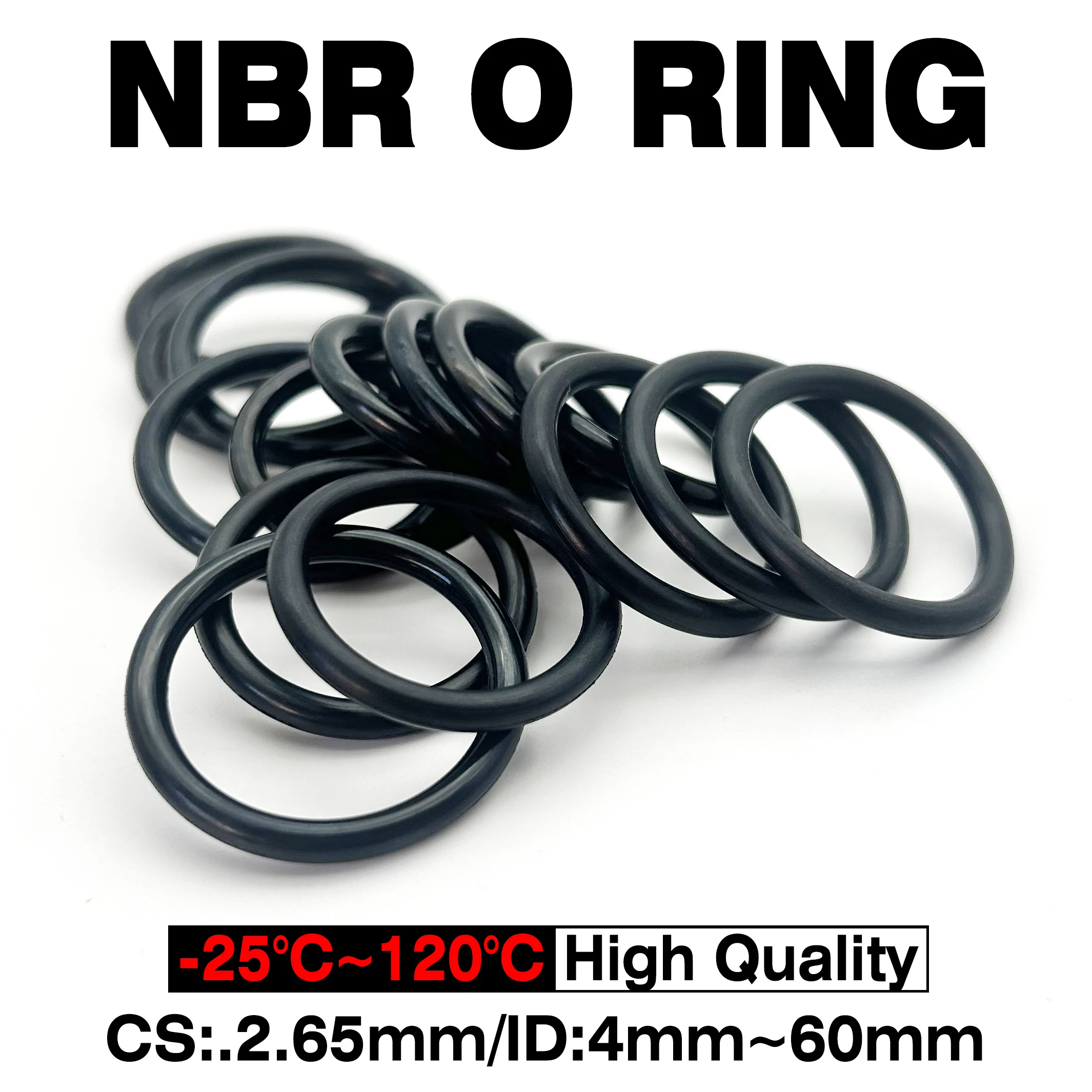 

CS 2.65/ID 4mm~60mm NBR Black O-Ring Seals Oil-Resistant Nitrile Rubber Rings for Automotive & Industrial Machinery Maintenance