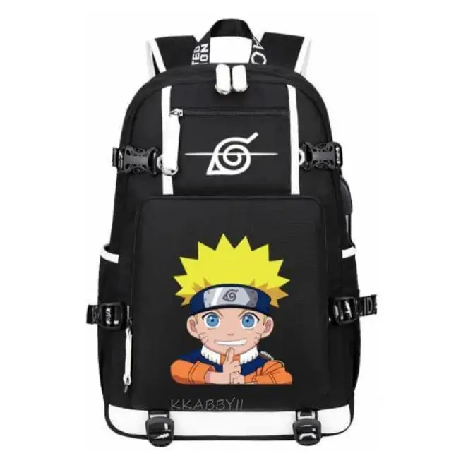 Naruto Kakashi Hokage Sharingan Backpack USB Charge Teenagers Travel Casual School Bags Notebook Backpack