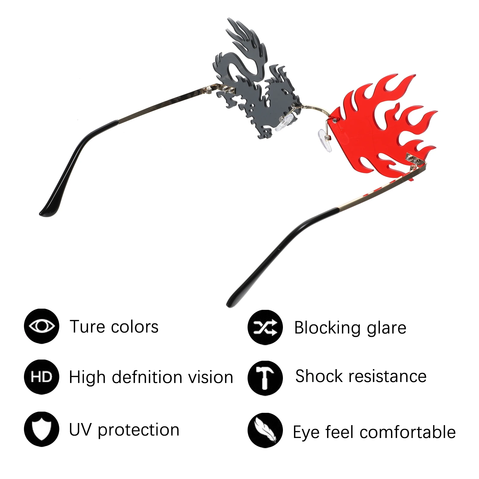 

Dragon and Sunglasses Dating Props Flame Novelty Bachelorette Favours Cool Metal for Adults