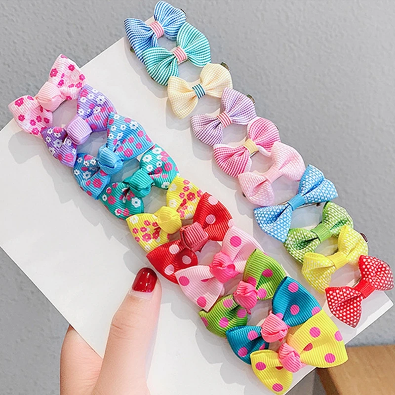 

10 Pcs/Set Baby Rainbow Color Hair Clips Flower Lattice Bows Kids Girls Hairpins Children Headwear Barrettes Hair Accessories