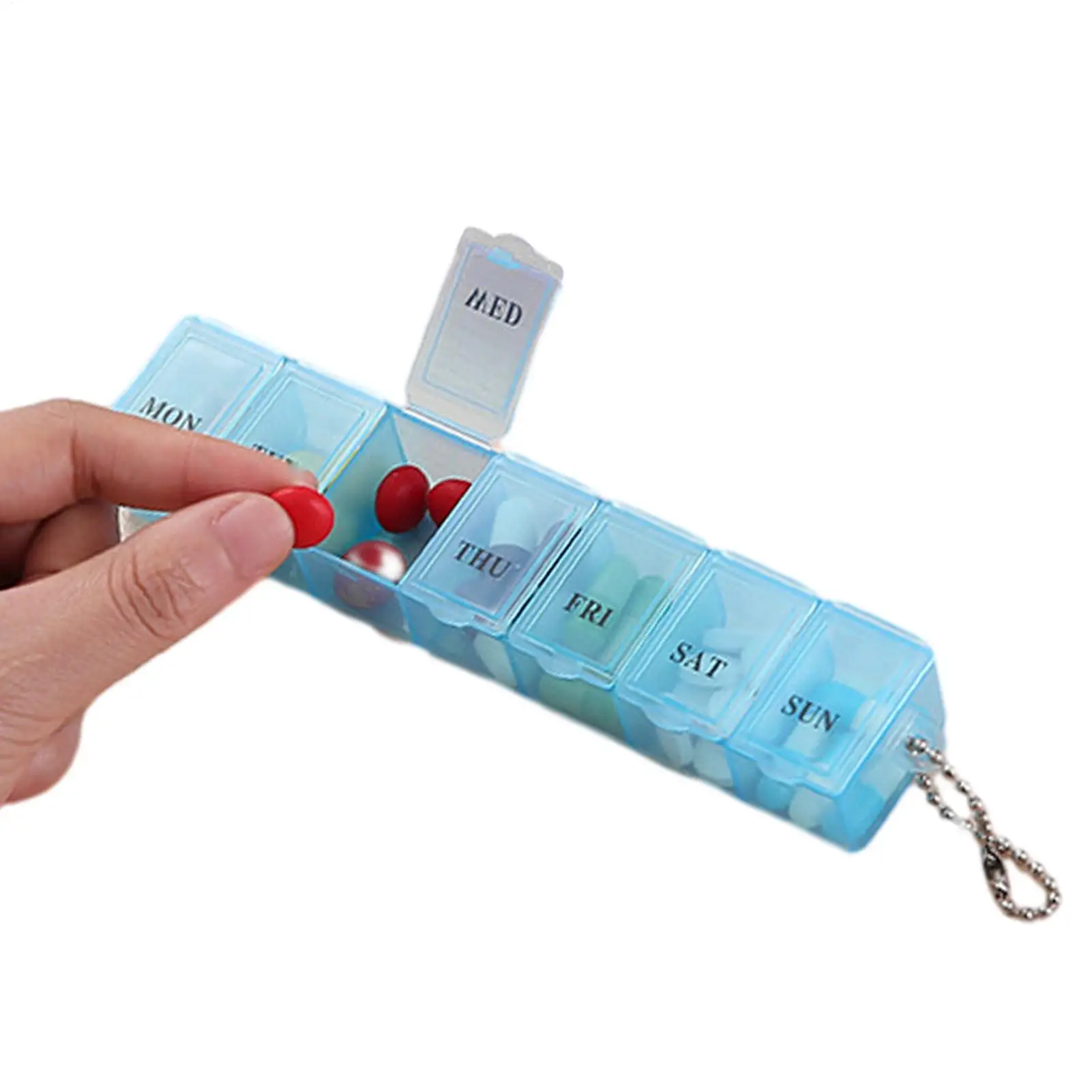 Weekly Portable Travel Pill Cases Box 7Days Pill Box Organizer Clear 7 Grids Pills Container Storage Tablets Vitamins Medicine