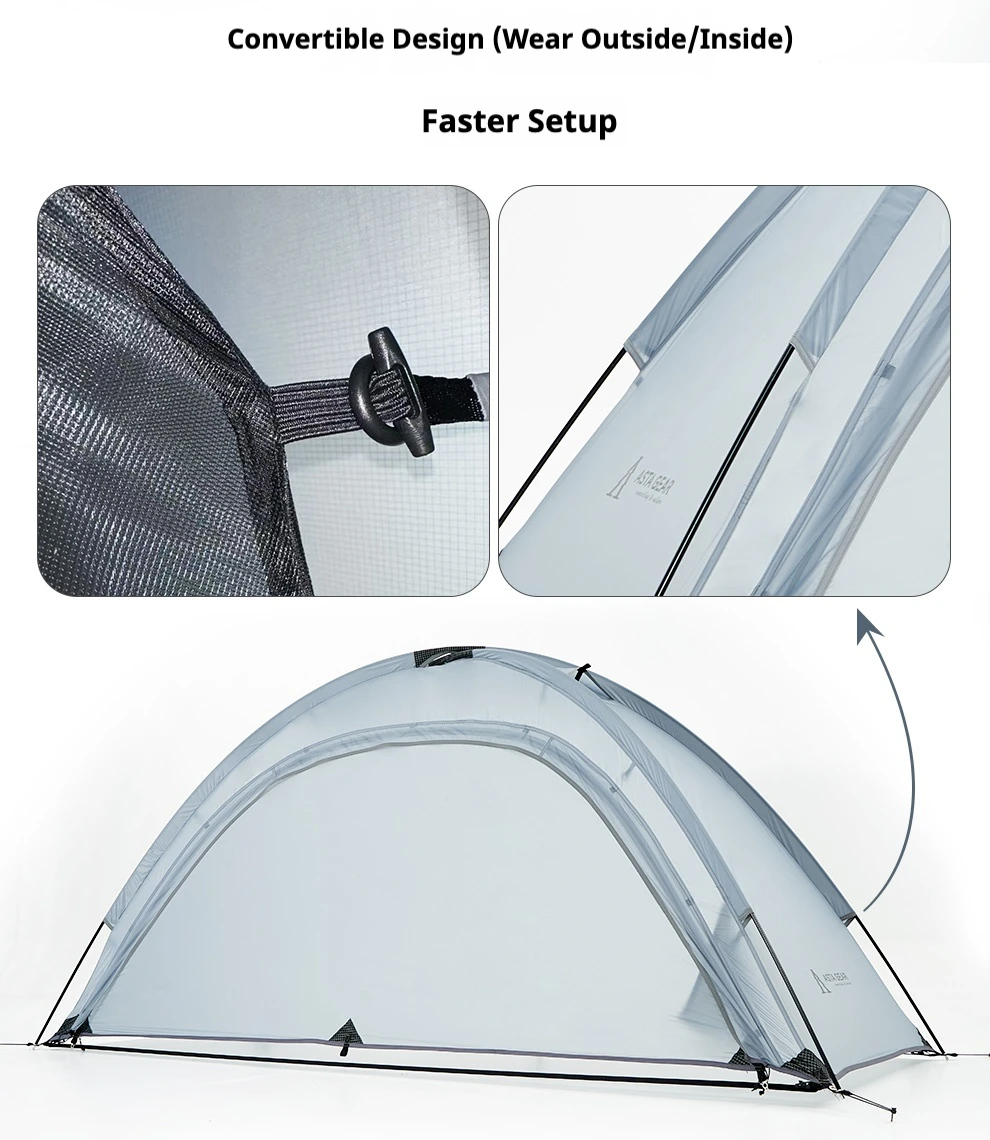 ASTA GEAR Yunshan 1-Doppelschichtzelt – Ultraleichtes, mit Silikon beschichtetes Einzelzelt für Bergsteigen, Wandern und Schneemontage – Detail 9
