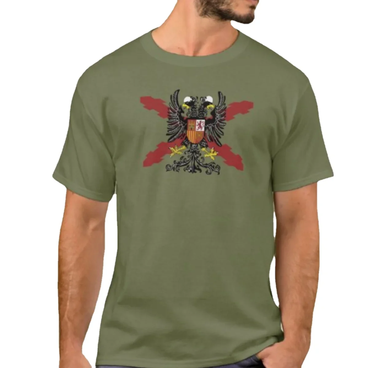 Summer Cotton Short Sleeve O-Neck Mens T Shirt New S-5XL Burgundy Cross Double-headed Eagle T-Shirt. graphic t shirts summer