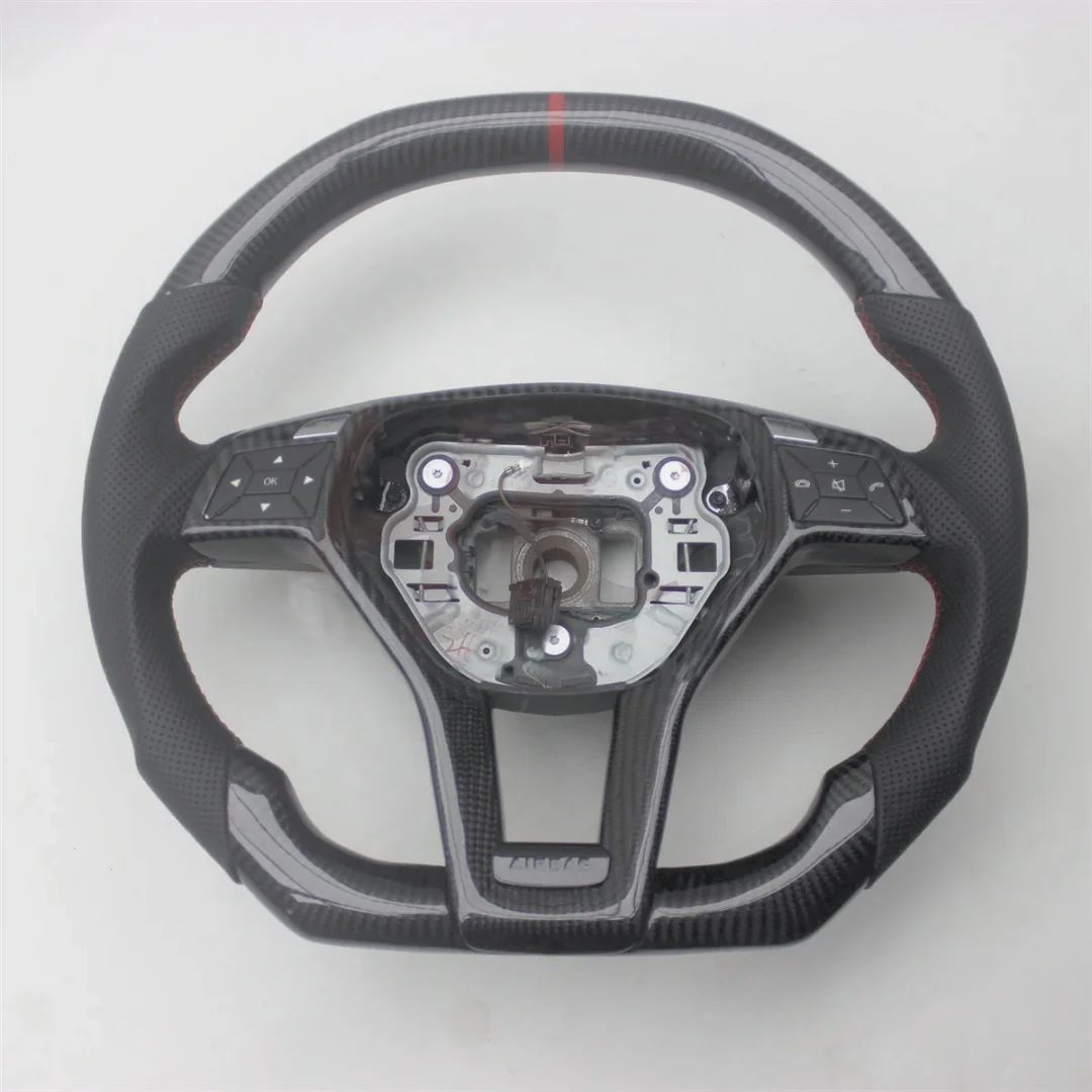 

For Mercedes Benz A45 AMG CLS S-Model W176 C63 W204 CLA Real Carbon Fiber Leather Steering Wheel