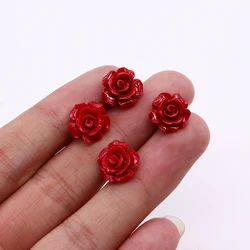 2pcs Natural Red Coral Stone Synthetic Flower Earrings Fashion Rose Earrings Women's Popular Earring Jewelry Gift for Girlfriend