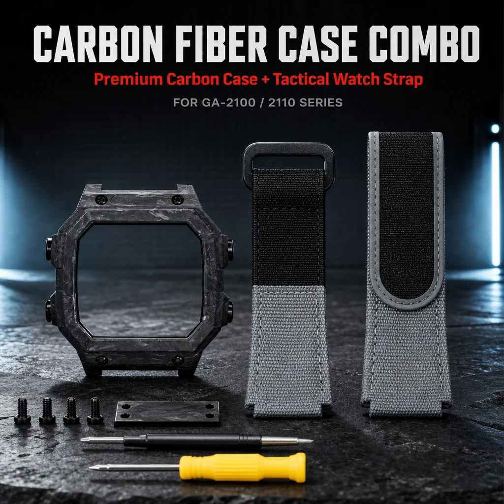 Royale Mod Ntpt Carbon Watch Case Sapphire Crystal Underskin Leather Nylon Canvas Strap Cover for Casio AE1200 AE1300/WS1600