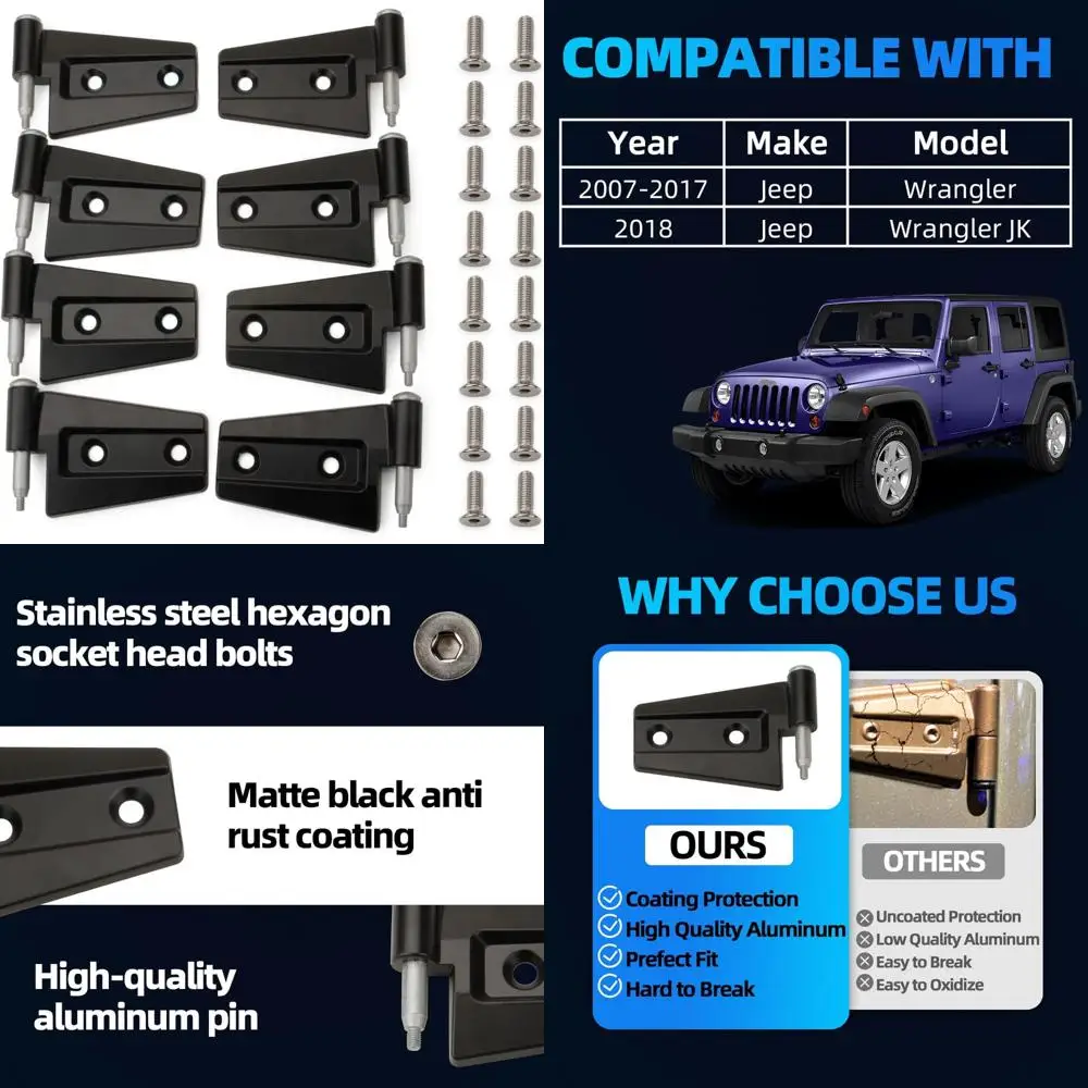 

Комплект дверных петель Jeep Wrangler JK 2007-2018 гг. Замена для моделей 925-054 и 925-053.