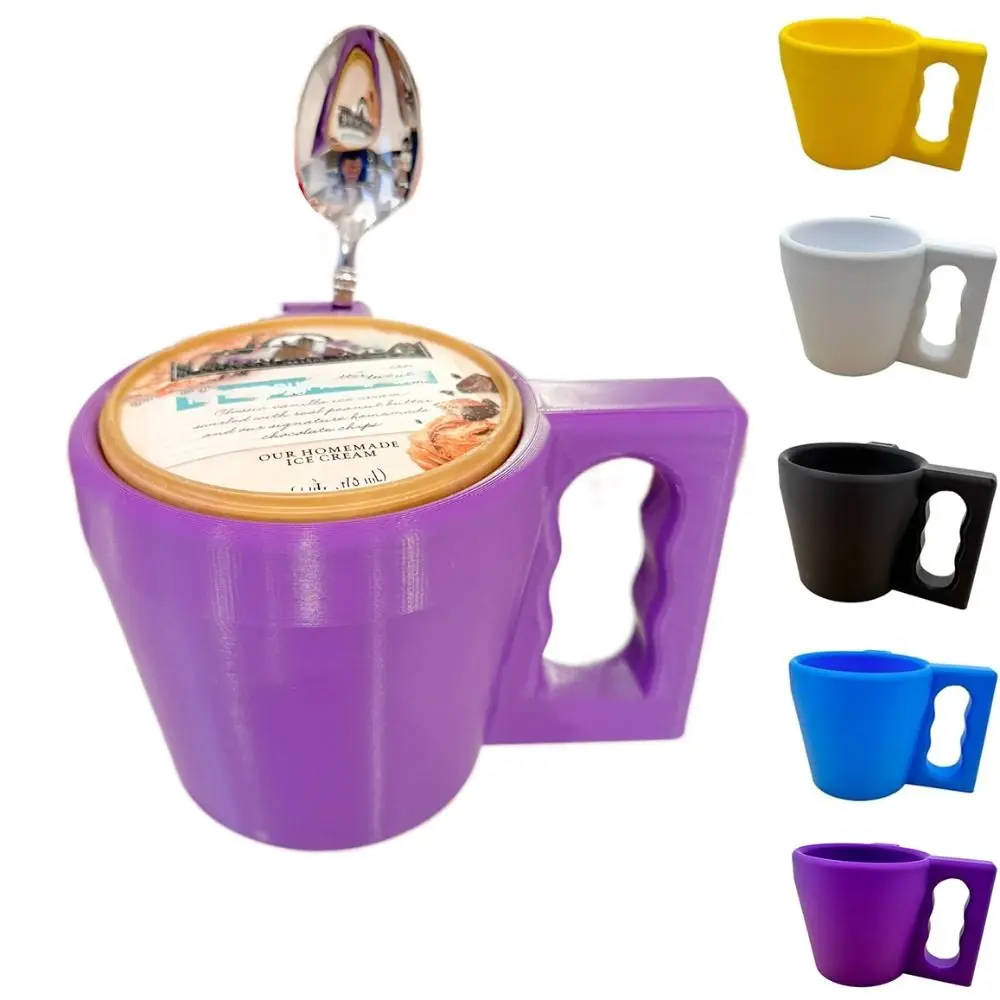 

Reusable Ice Cream Pint Holder 3D Printing With Spoon Slot Leak Proof Cup Cozy Portable Antifreeze Handle