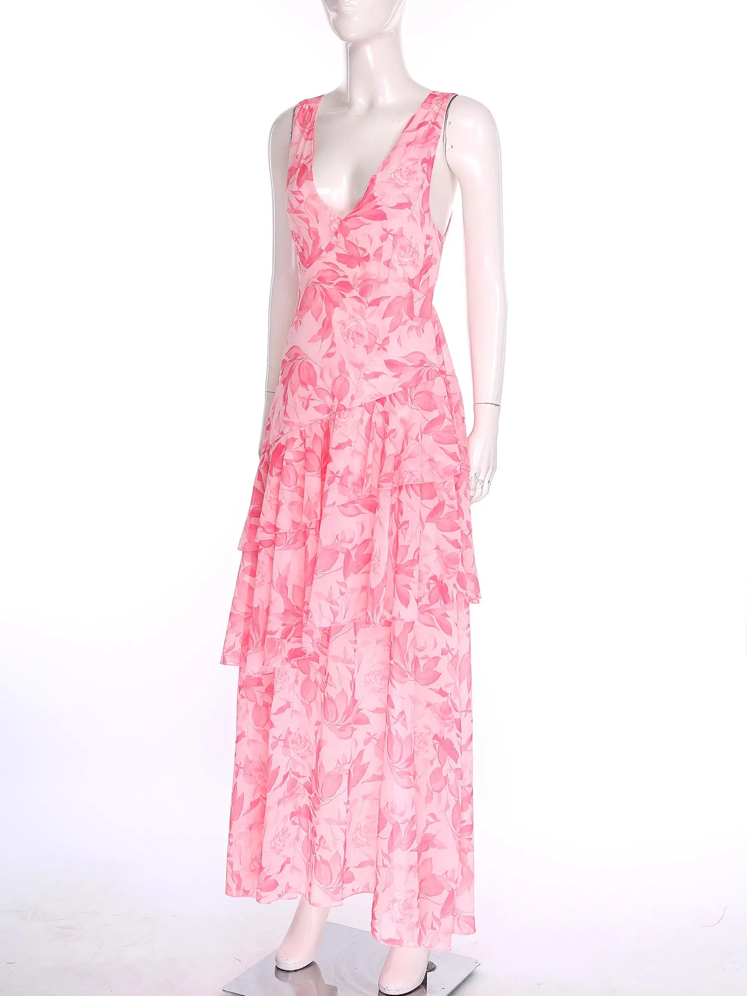 ชุดเดรสยาวสำหรับงานเลี้ยงค็อกเทล ชุดราตรีคอวี ชุดออกงาน ชุดประกวด ชุดเดรสทรงเข้ารูปผูกเชือก ชุดแฟนซีสำหรับงานปาร์ตี้