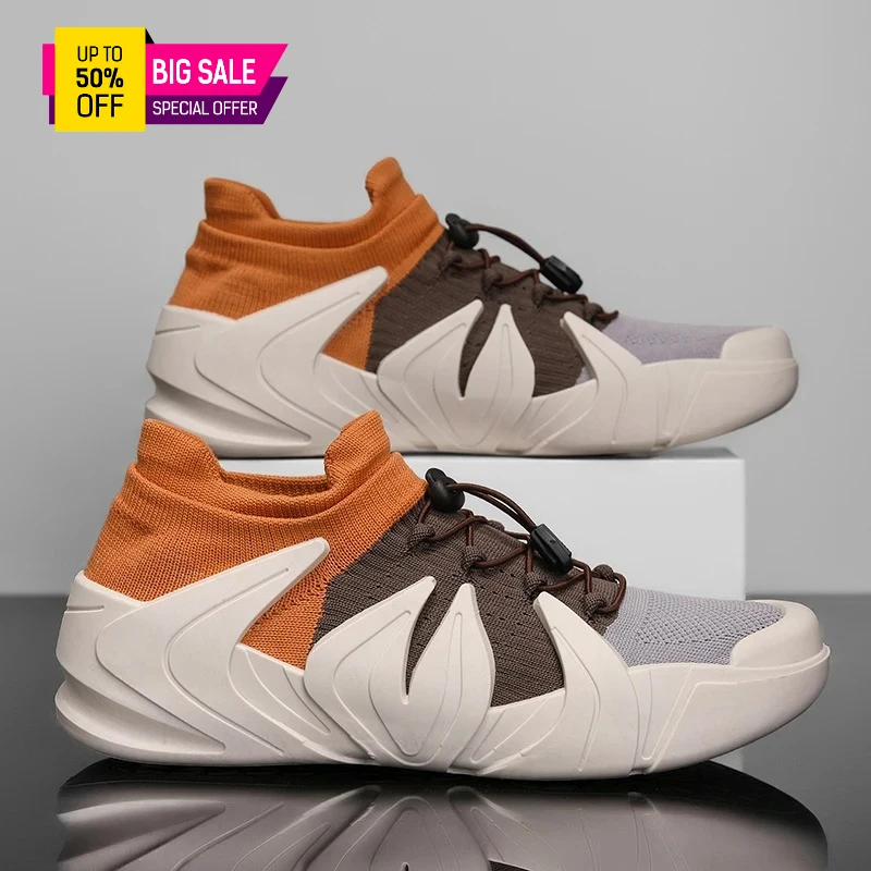 

2026 New Breathable Fashion Men's Shoes with Sock-Like Cuffs, Comfortable Lightweight Casual Sports Shoes for Men