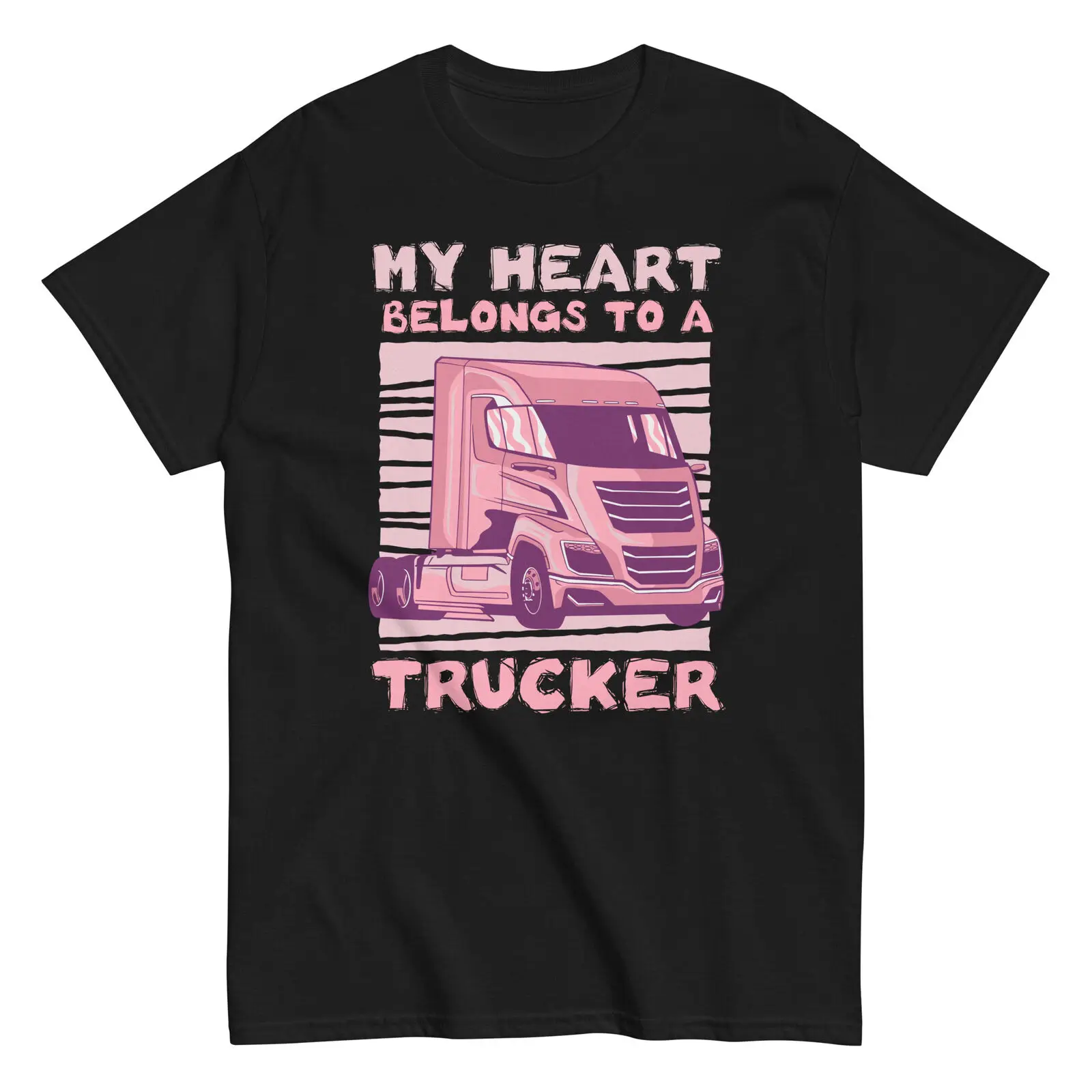 My Heart Belongs to a Trucker T-Shirt | Trailer Truck Driver Gift Trucking