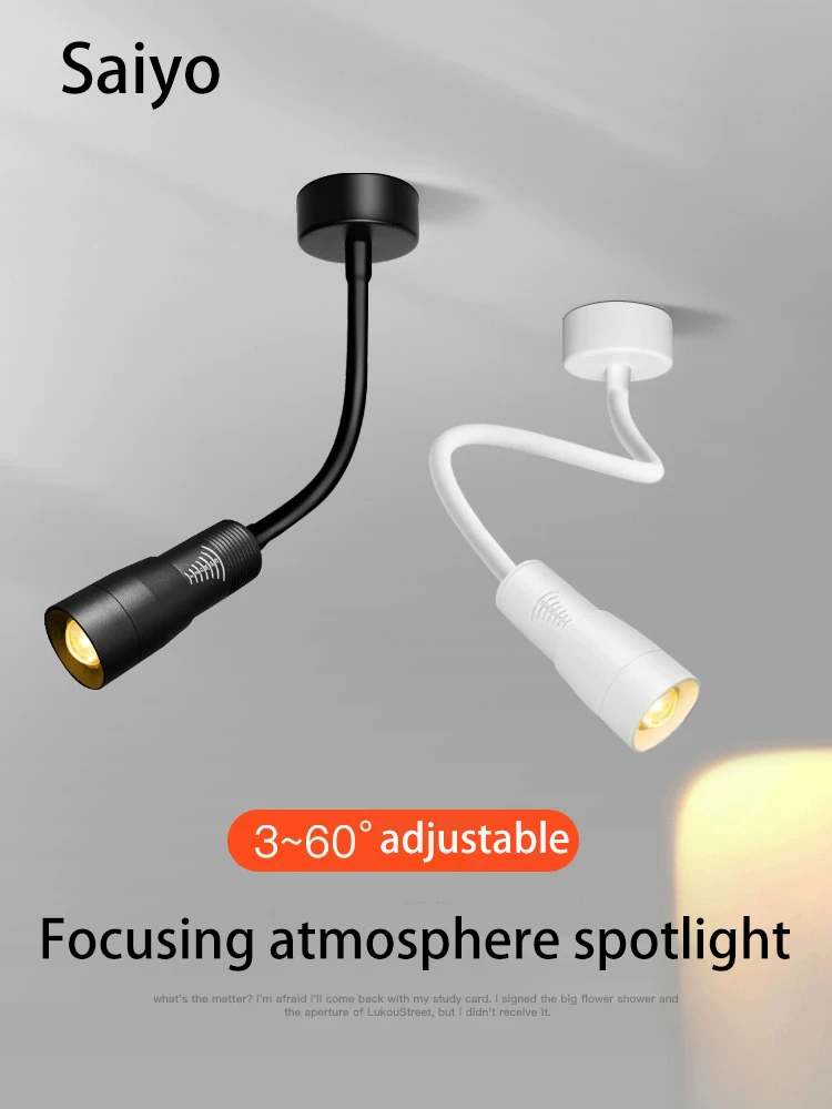 Led Spotlights Surface Mounted Focusing Zoomable Spot Light Cabinet COB Hose Adjustable Angel Track Lamp For Store Background