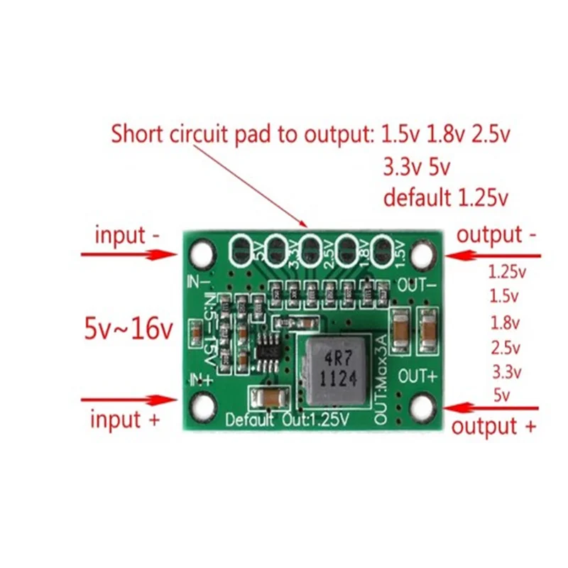 1Pc Hot Sale Ultra-Small Siz DC Buck Step Down Power Converter Board 3A  5-16V To 1.25V/1.5V/1.8V/2.5V/3.3V/5V