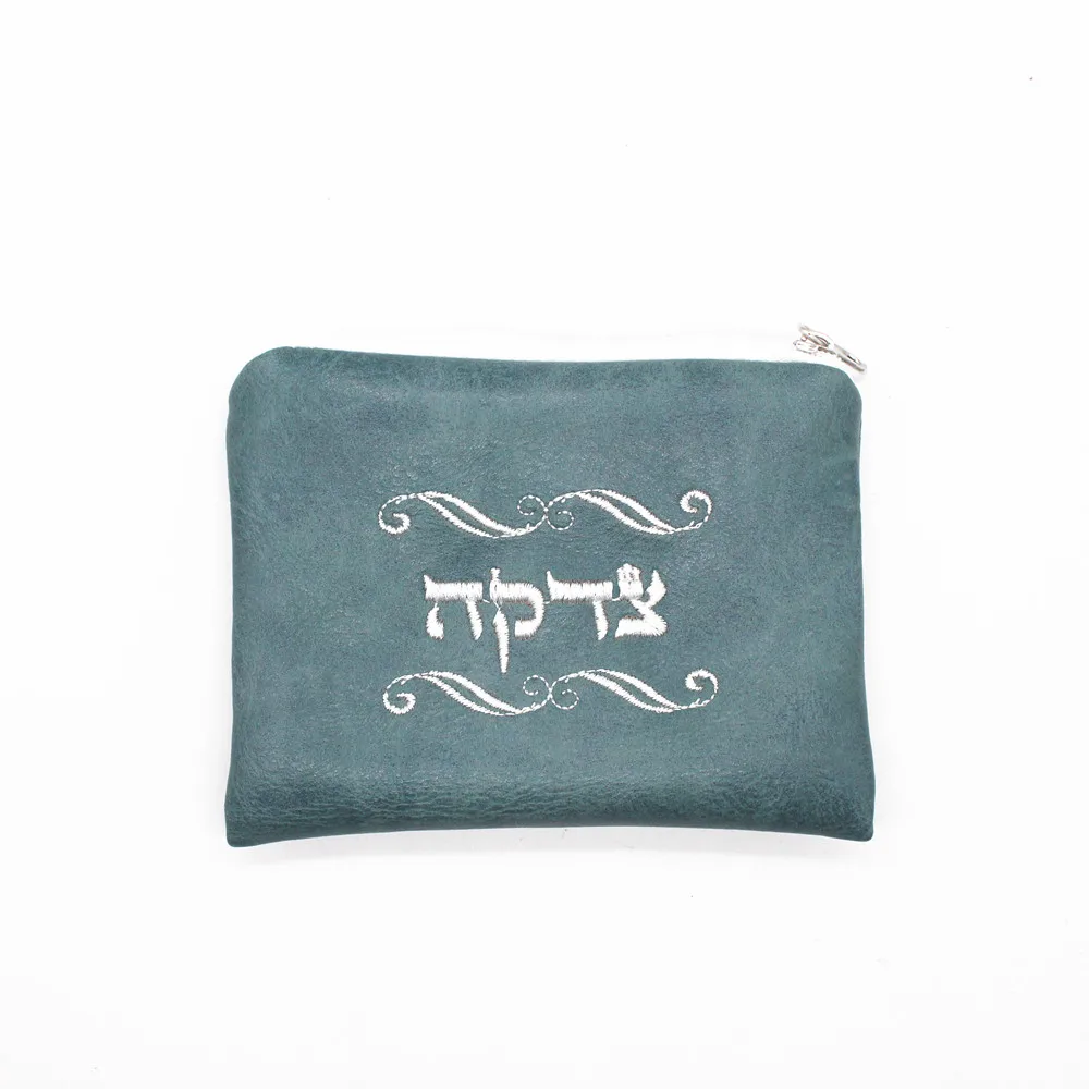 Jewish Mini Wallet Bag Women Men Coin Purse Pu Hebrew Embroidery