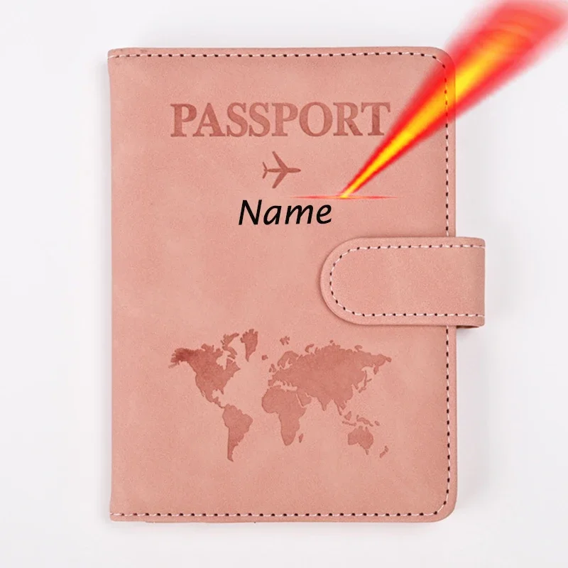 Map Pattern Custom Passport Cover with Name Number Customizable Personalized RFID Passport Book Holder Travel Wallet