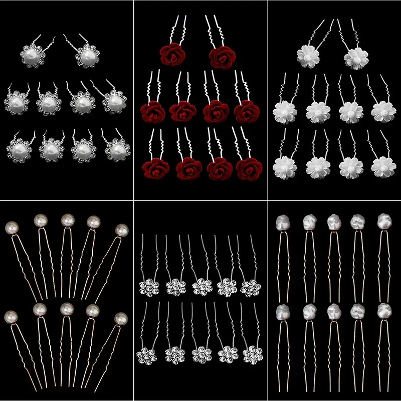 10Pcs Hairpins Pearl Hair Ornament U-shaped Hair Clip Fork Wedding Hair Accessories Hair Clips Hairpin Pearl Beaded Hair Stick