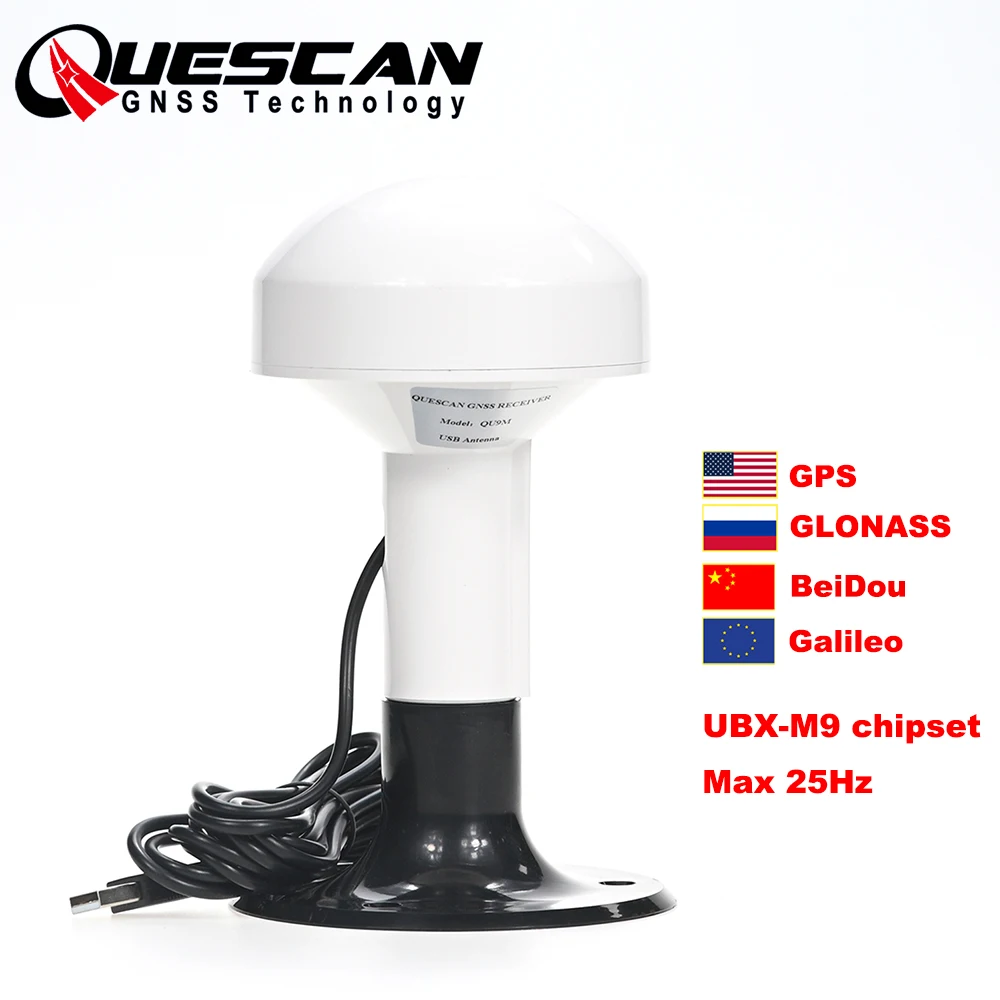 QUESCAN Sub-meter UBX NEO-M9N M9 USB GPS Antenna USB GNSS GPS BeiDou Galileo GLONASS QZSS Receiver NMEA RTCM M9140 GPS 20Hz