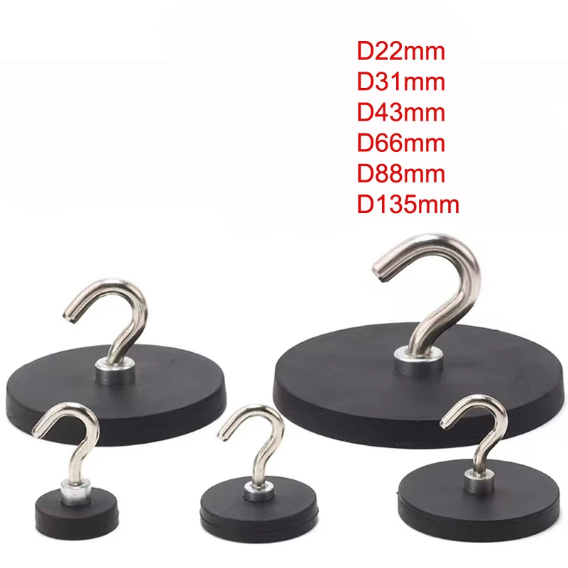 22mm/43mm/66mm Rubber Wrap Hook Magnet Encapsulated Hanging Ring Strong Magnetic Magnet Not Hurt The Car Paint Fixed Tent