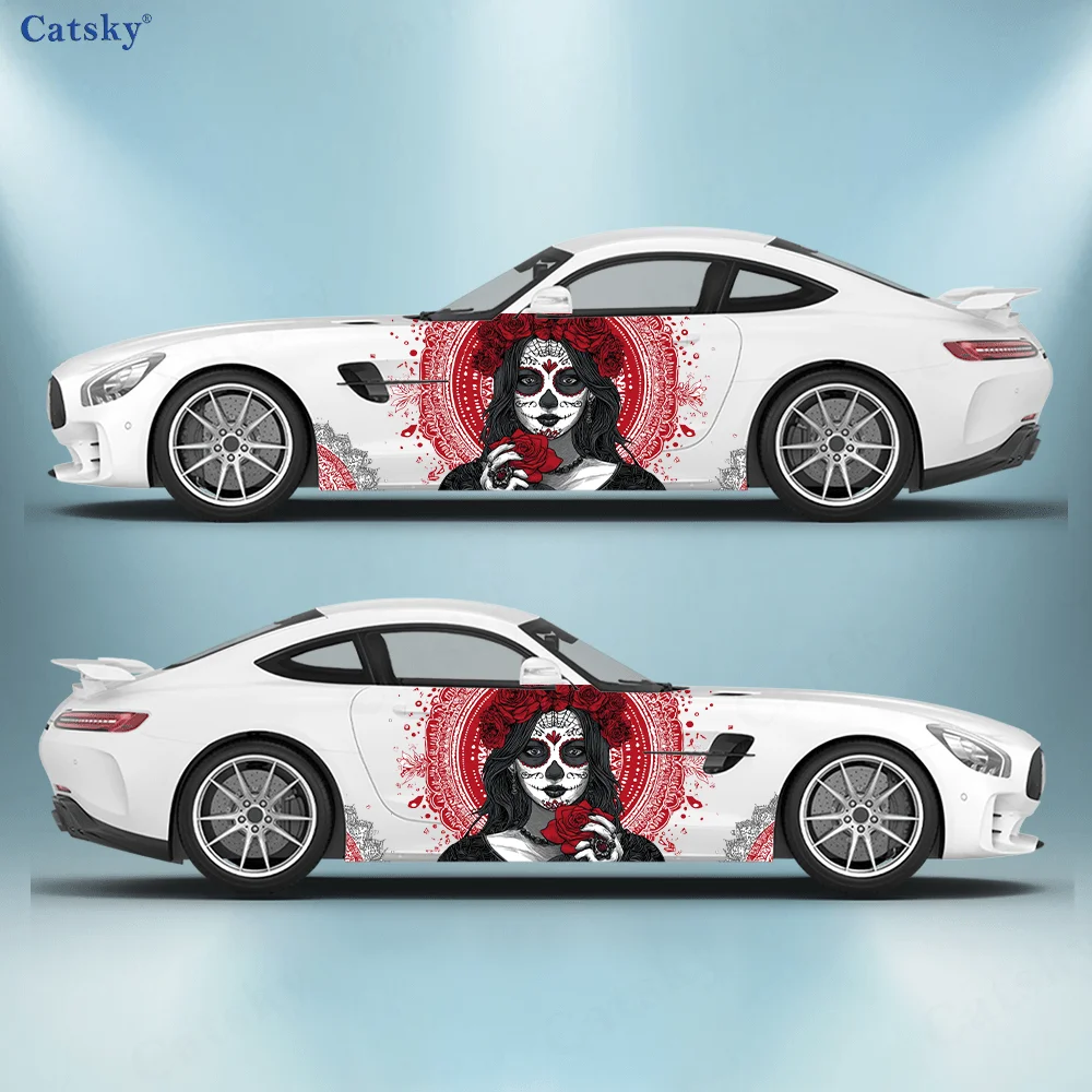 Skull woman sticker with mandala pattern splash before, suitable for cars and trucks, durable, fade resistant, easy to install a view 6