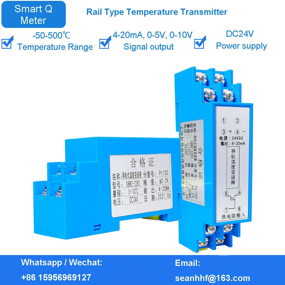 Imagem -06 - tipo Isolador Inteligente 420ma 05v 010v do Sinal do Módulo da Resistência do Par Termoeléctrico do k do Transmissor Pt100 da Temperatura do Trilho