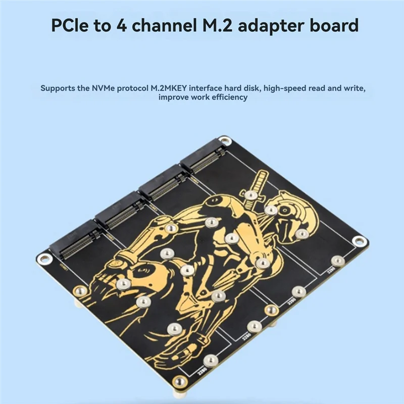 AU61-Waveshare Pcle To4-Kanal M.2 Adapter Board For Raspberry Pi 5, unterstützt Nvme-Festplatten mit LED-Anzeige