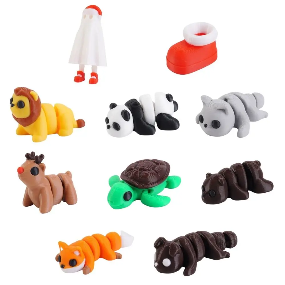 Articulating Joints 3D Printed Mini Animals Cute Critter Style Multi-Jointed Movable Animal Model Figures Office Desk Decoration