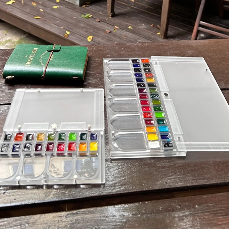 Empty Acrylic Watercolor Palette Travel Portable Painting Book Matching Watercolor Paint Box Artist Painting Art Supplies