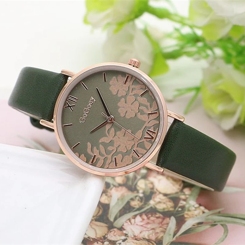 Luxury Watch For Women Simple Dress Ladies Quartz Leather Wristwatch GOGOEY Elegant Flower Female Clock Dropship reloj mujer