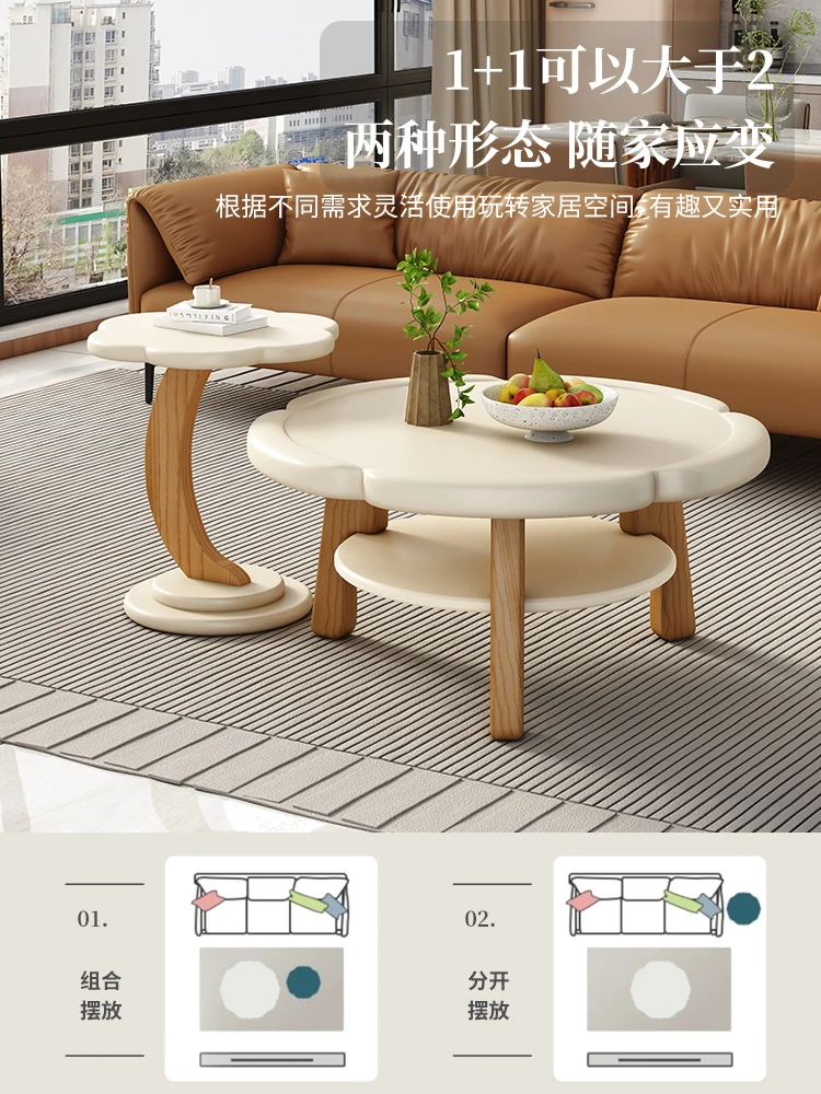 Living room home round creative pear simple tea table log tea table