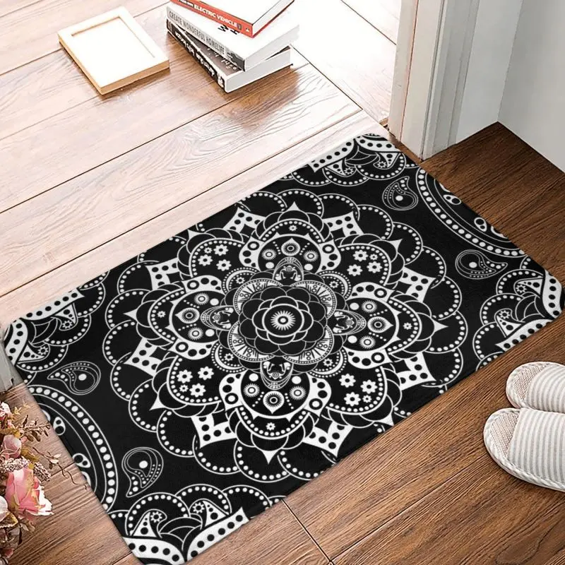 Custom Bohemia Ethnic Mandala Flower Pattern Doormat Non-Slip Kitchen Bath Mat Garden Garage Floor Door Entrance Carpet Rug