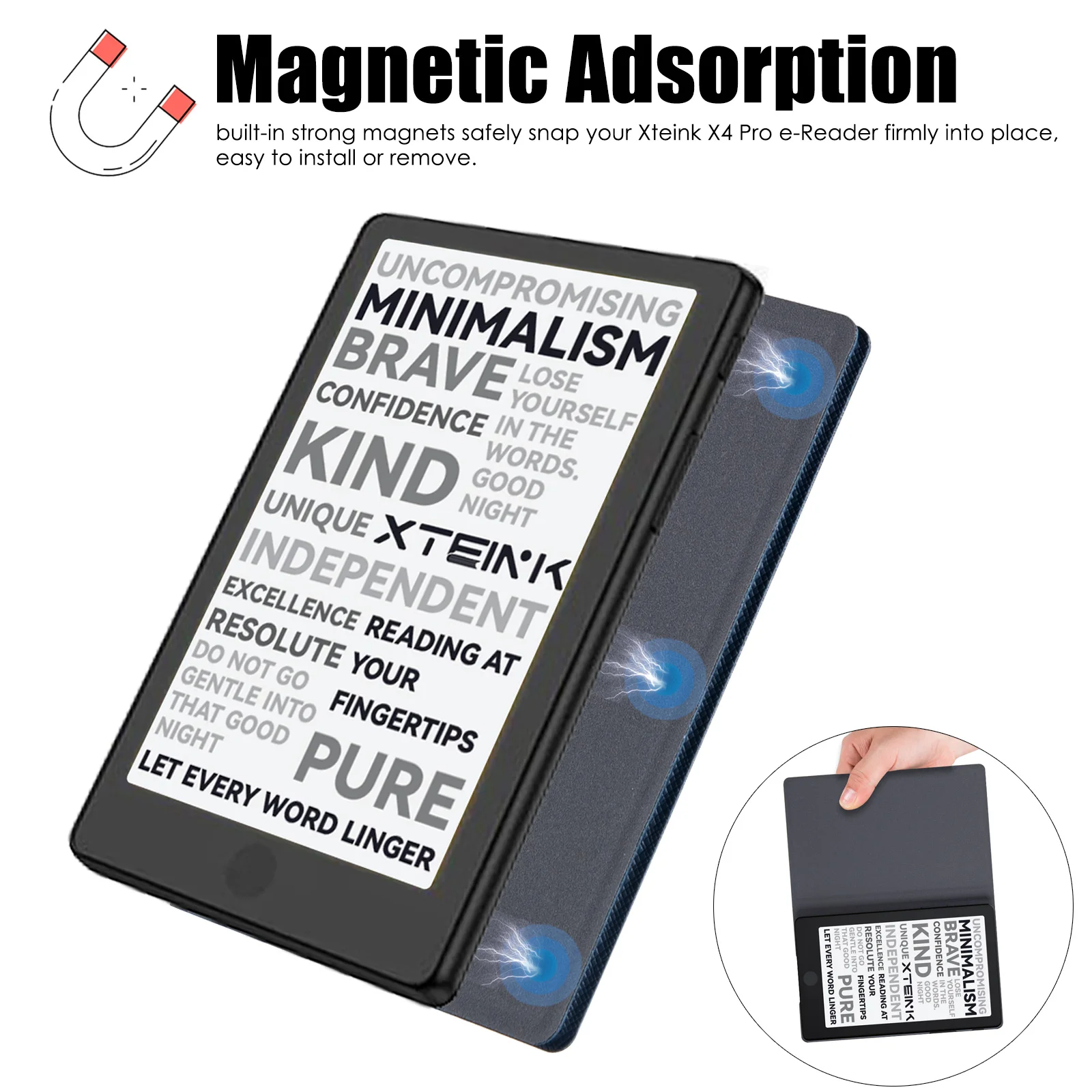 BOZHUORUI Magnetic Case for Xteink X4 Pro E-Reader 2026 Relesed,Ultra Lightweight PU Leather Cover for 4.3
