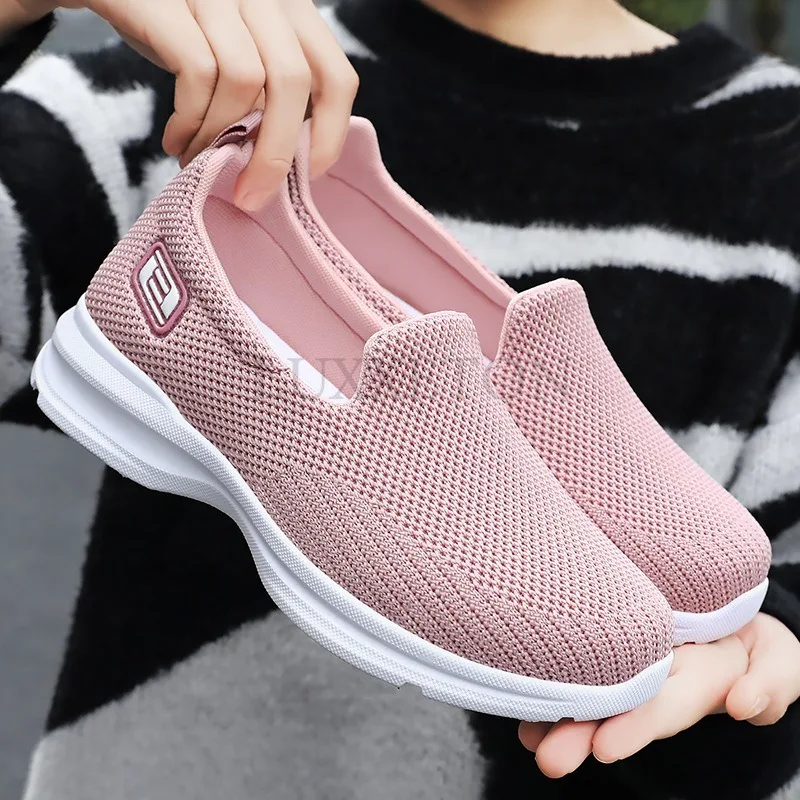 Women Vulcanized Shoes High Quality Sneakers Slip on Flats Men Loafers Breathable Mesh Walking Sneakers Women Sneakers