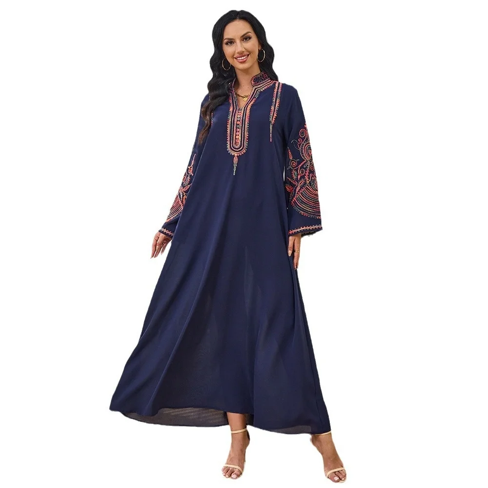 

2025 Oem Women's Fashionable Long-Sleeved Dress for Dubai Summer Travel & Party Dinner High Quality Muslim Abaya Middle East