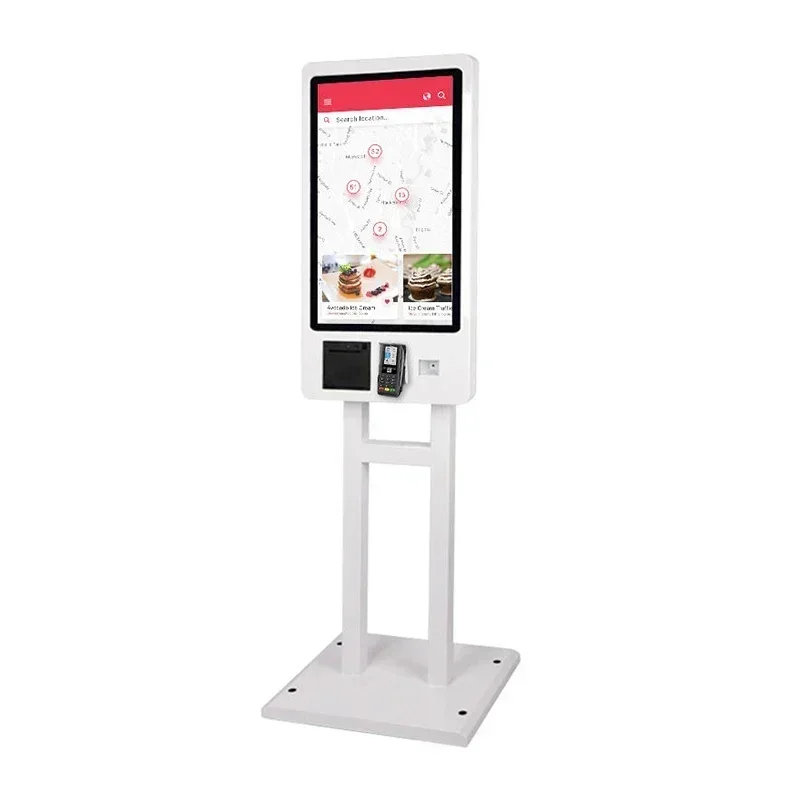 fast food self service order restaurant 21.5 inch touch screen cashless POS payment terminal kiosk floor stand machine