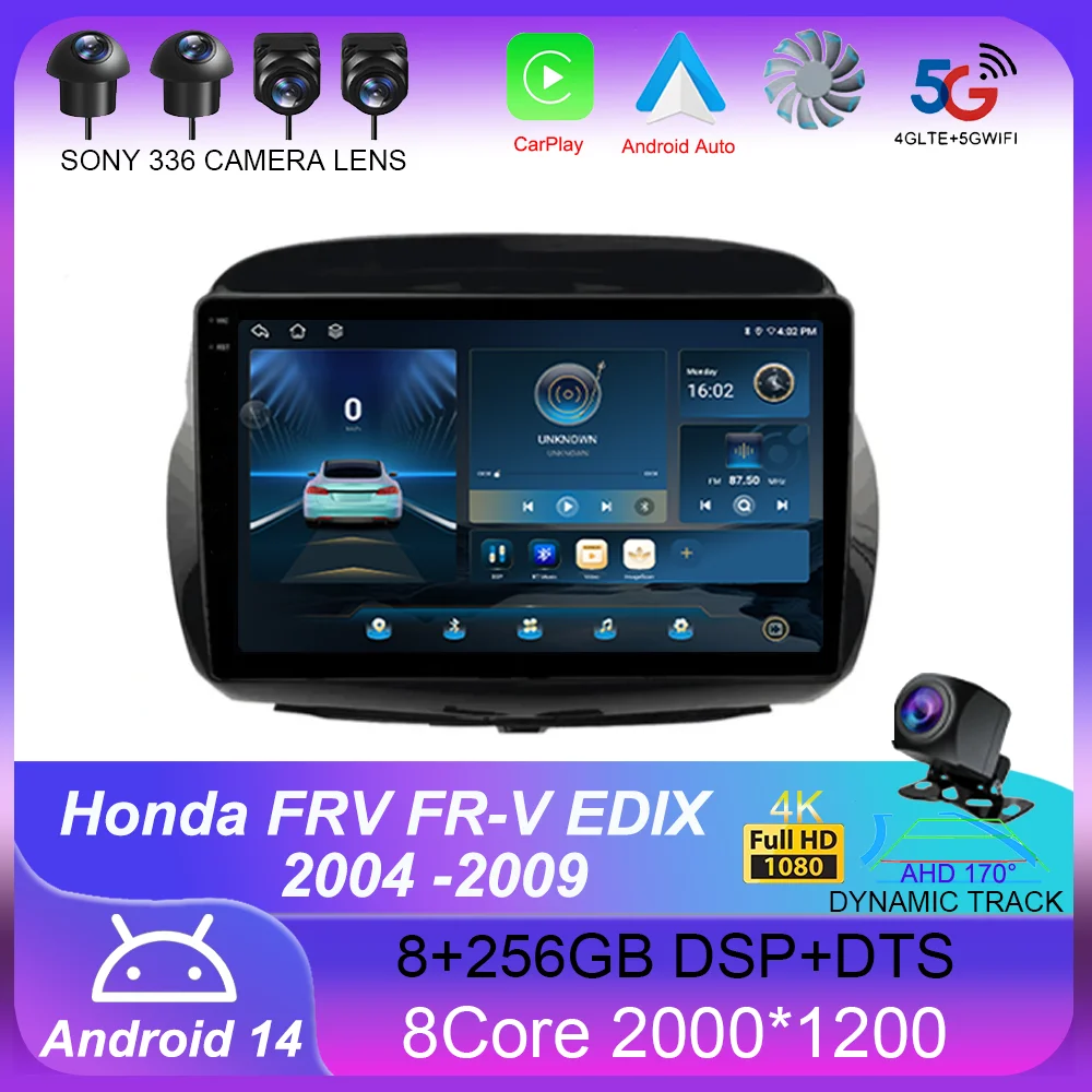 

Android 14 For Honda FRV FR-V EDIX 2004 2005 2006 2007 2008 2009 Stereo GPS Navigation Head Unit Auto Radio Video Player