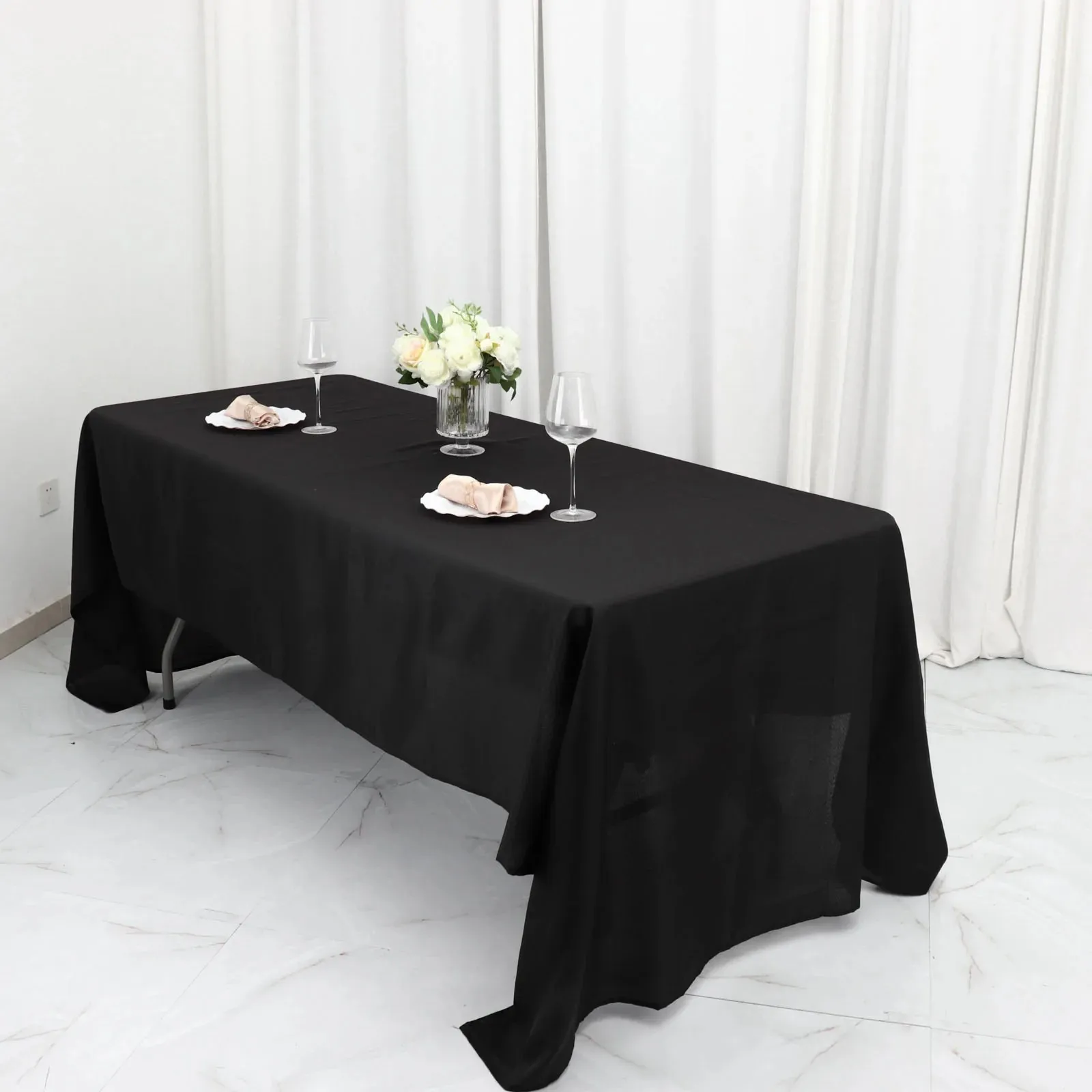 Polyester Seamless Rectangle Tablecloth Wedding White Hotel Table Cloth Table Cover Overlay Mariage Tablecloth