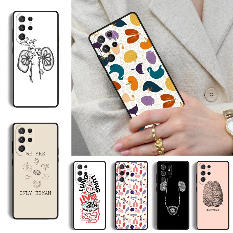 Medical Human Organs Brain Kidney Art MOBILE Phone Case for Samsung Galaxy S26 S25 Ultra S24 S23 S22 S21 Plus Note 10 Cover