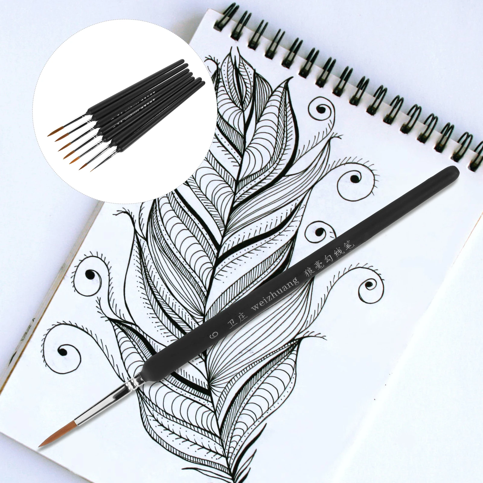 

7Pcs Liner Brushes Set Fine Tip Painting Miniatures Detail Art Craft with Weasel Hair for Acrylic Watercolor Oil Gouache