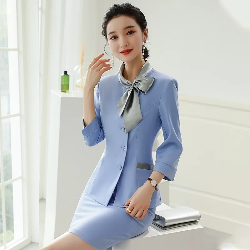 Pink Suit Skirt Suit High-Grade Younger Fashion Business Wear Medical Beauty Salon Reception Work Clothes for Women