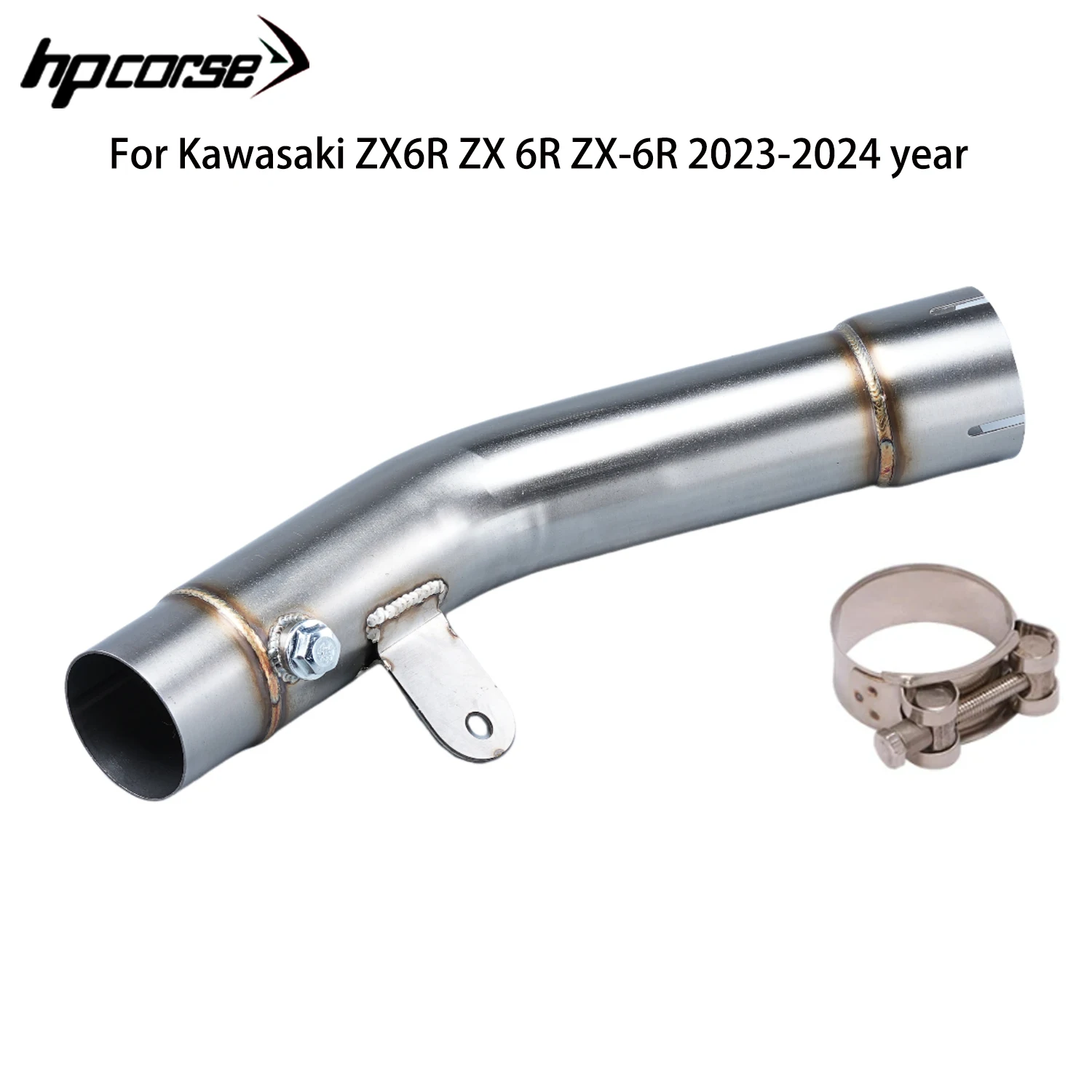 

For Ninja ZX6R ZX-6R 636 2023 2024 Motorcycle Exhaust Link Pipe Steel Stainless steel Pipe For Original Muffler