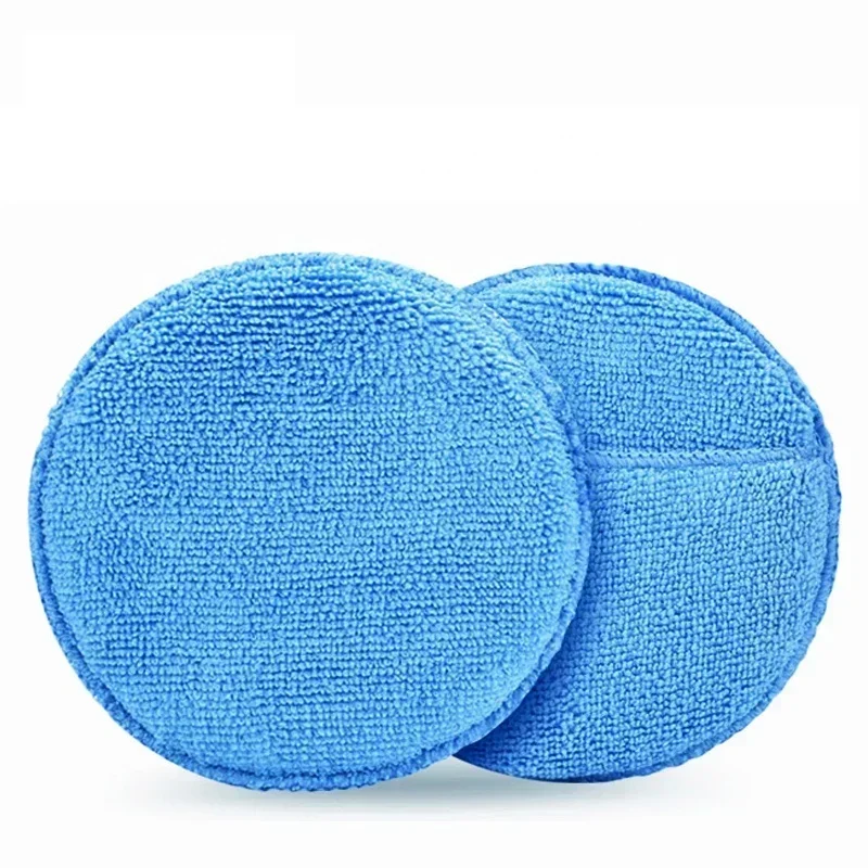 2Pcs Car Waxing Polish Sponges 5 Inch Car Detailing Wax Applicator Pads Round Pocket Microfiber Foam Sponges Car Cleaning Tools