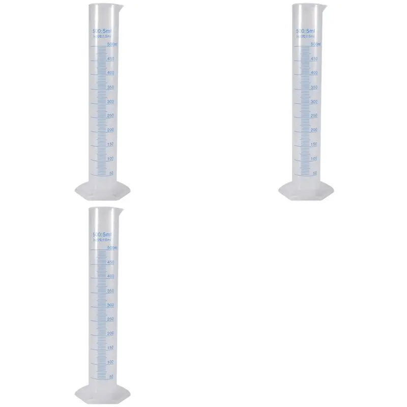 3X 500 Ml Plastic Transparent Graduated Tube.