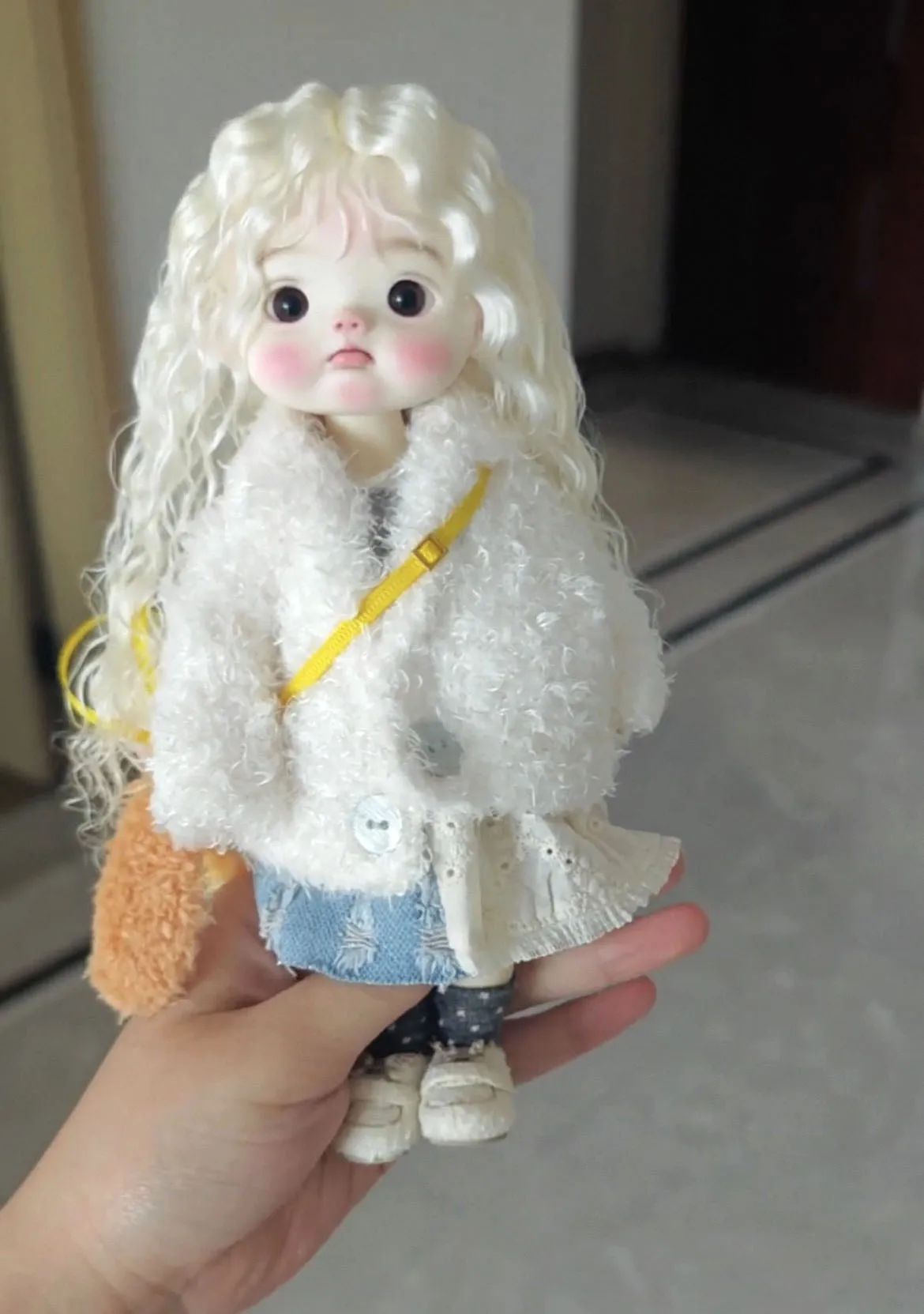 

Hair for doll OB11 hardhead shell wig 5-6"14.5cm head circumference wig, Light color hair BJD doll mohair free shipping