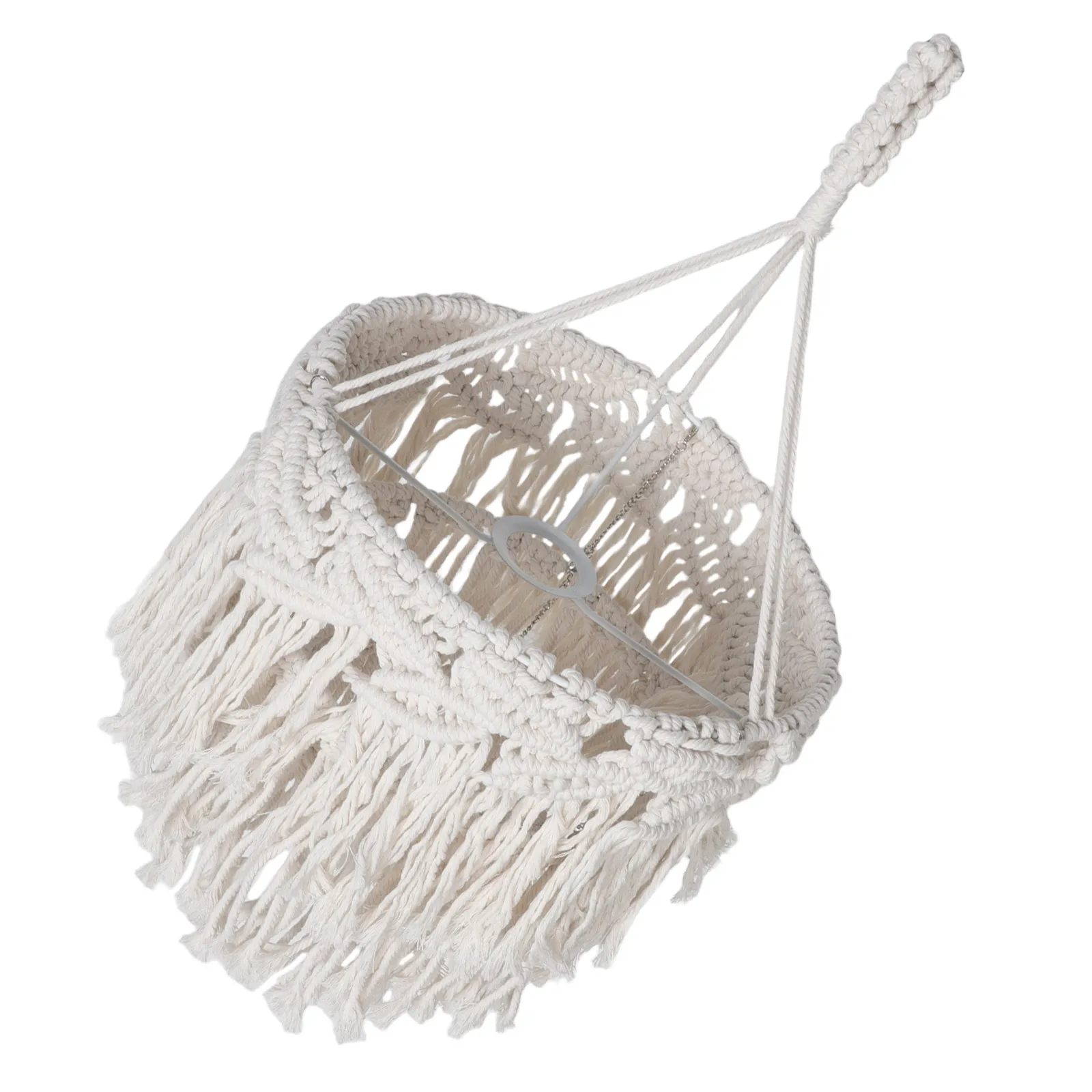 1Set Macrame Lampshade Boho Hanging Lamp Cover Tasseled Pendant Light Shade Handwoven Nordic Style Woven Cotton Home Decor
