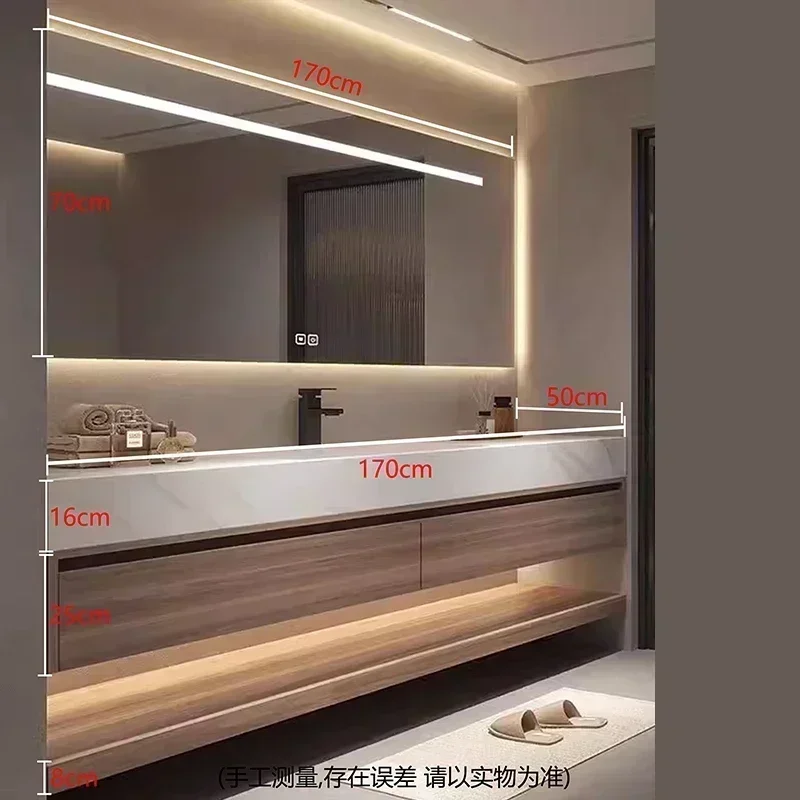 Modern Luxury Rock Panel Bathroom Cabinet Vanity with Sink Bathroom Mirror Cabinet Simple Fashion Furniture Meuble Evier FYBC